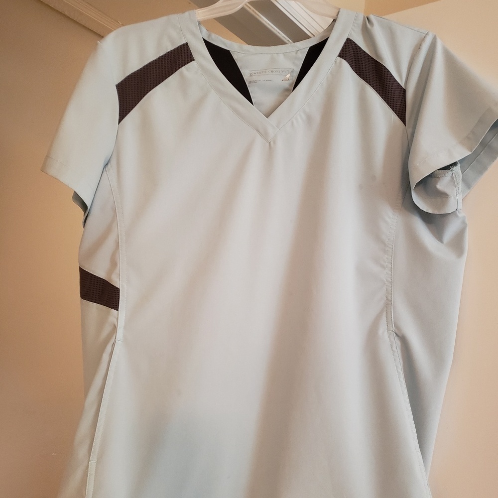White Cross Fit Scrub Top